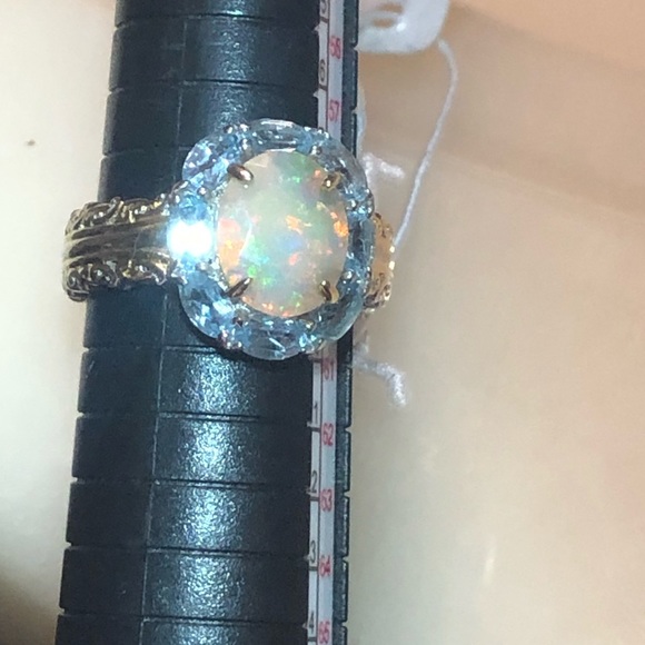🐬MARKDOWN SALE111 NWT Gems enVogue PalladiumSilver Opal&Topaz Ring - Picture 9 of 16